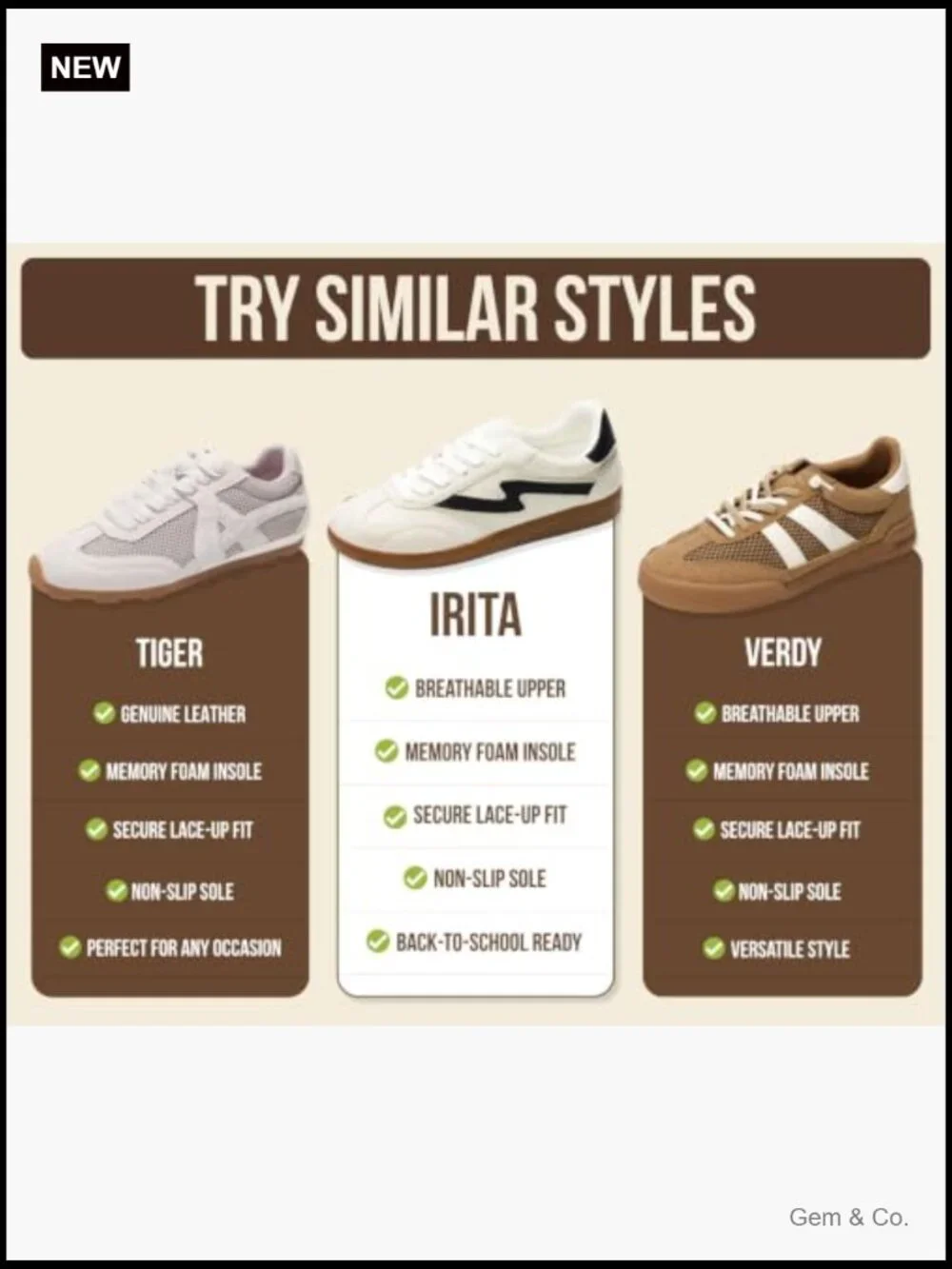 Lace-Up Fashion Sneakers with Memory Foam, Non-Slip, Breathable